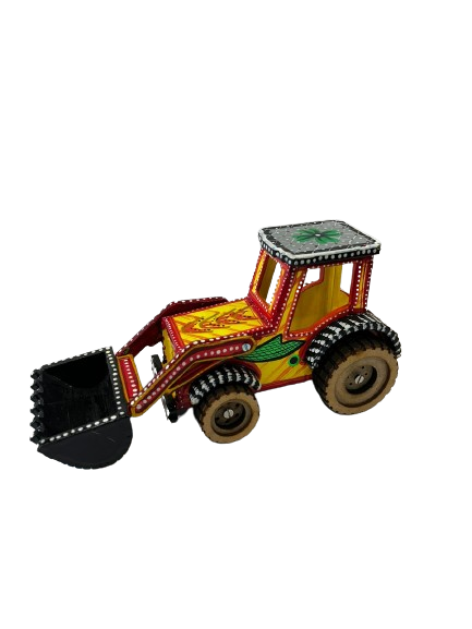 "Handcrafted Wooden Bulldozer Toy, 7x2.5x5 inches, Artisan-Made in Varanasi, India - Perfect for Kids and Collectors"