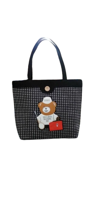 Artisan-Crafted Dual-Zip Handbag with Bear Design - Handmade by Rural Artisans