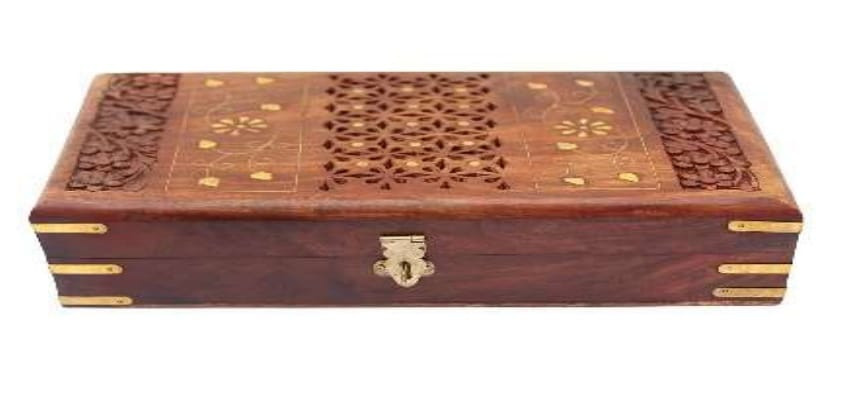 Sheesham Wooden Jewellery box with Brass Inlay