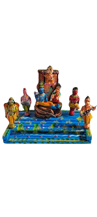 "Varanasi Divine Duo: GI-Registered Radha-Krishna Wooden Lacquer Toy Set by Namrata Handicrafts Banaras"