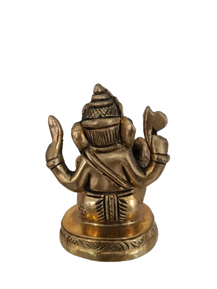 “Elegant Pure Brass Ganesh Ji Idol with Four Arms”