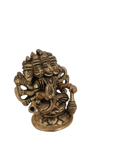 Serene Five-Faced Hanuman: Sacred Pure Brass Panchmukhi Hanuman Murti