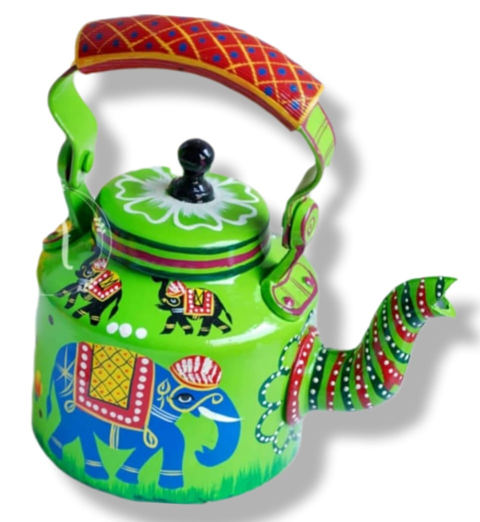 Beautiful Handpainted Madhu Bani painting Aluminum Kettle