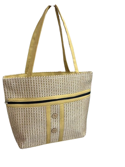 Elegant Dual-Compartment 16x12" Woven Handbag