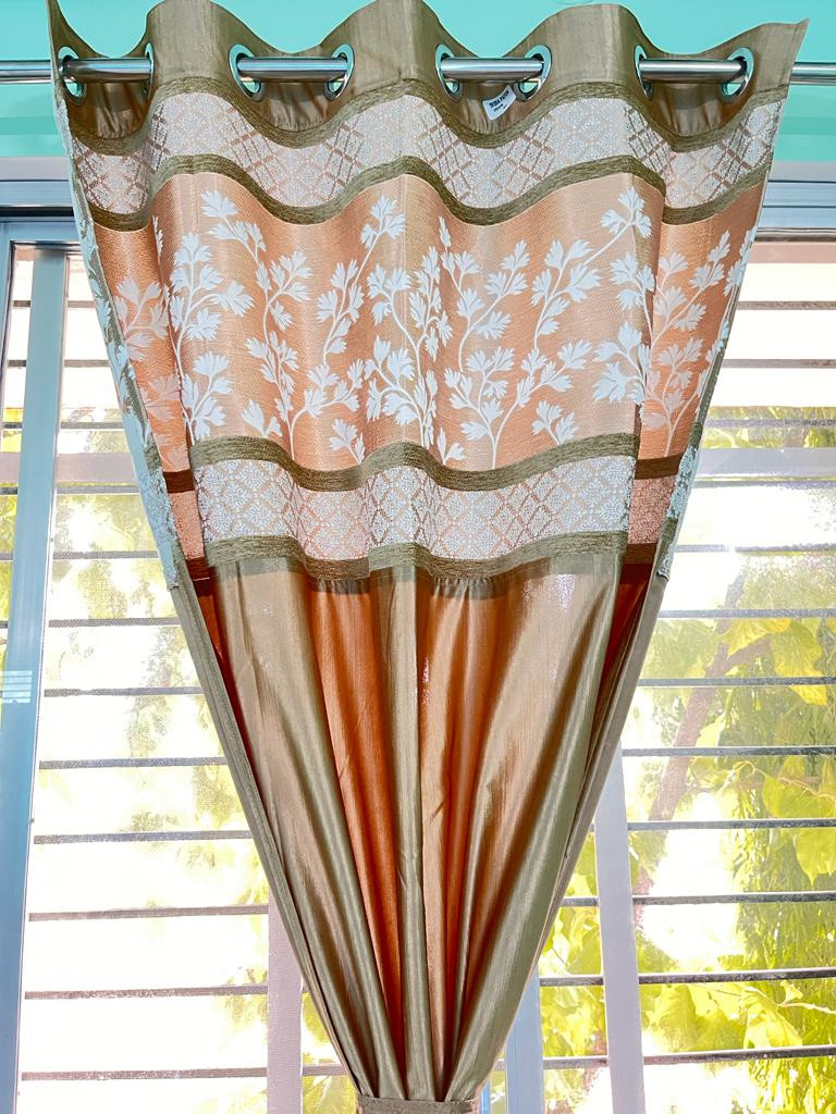 Home Décor Polyester Embossed Designer Leaf Curtain